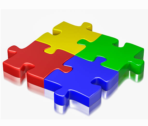 istock Color puzzle jigsaw pieces isolated on white background 462495335