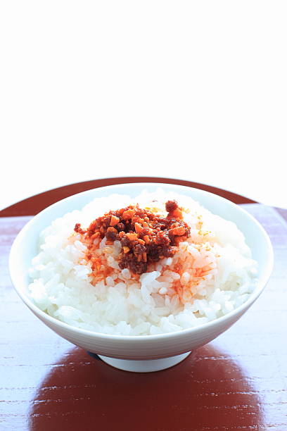 istock japanese seasoning Rayu on pearl rice 462502927