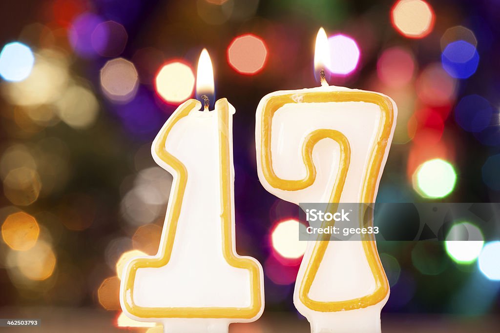 Candle number 16-17 Years Stock Photo