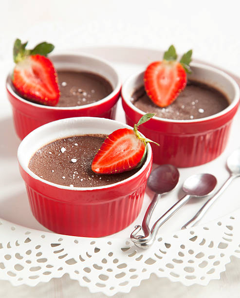 istock Chocolate Panna cotta with strawberry. 462505581