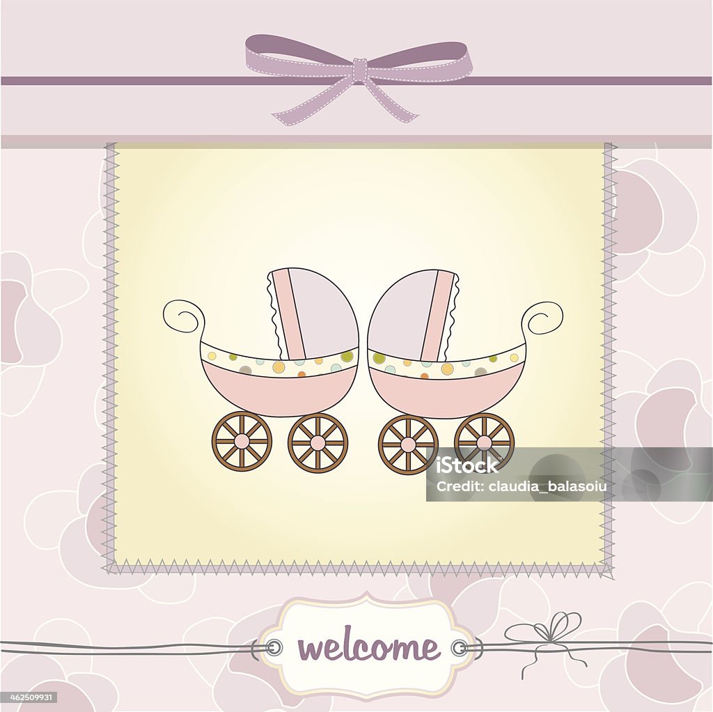 delicate baby twins shower card delicate baby twins shower card with strollers Accuracy stock vector