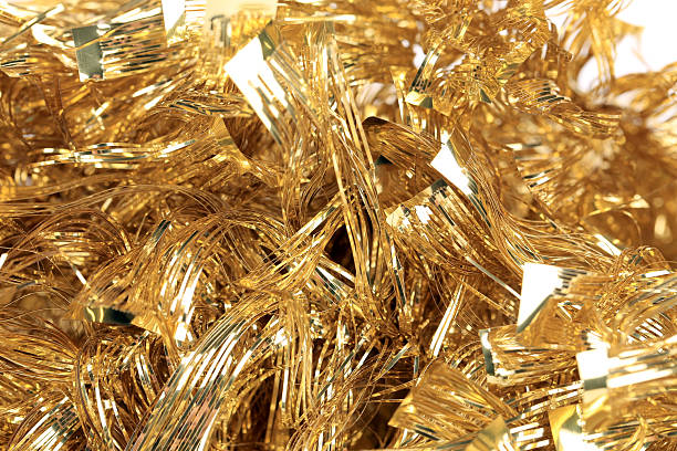 istock Christmas golden tinsel with stars. 462510903