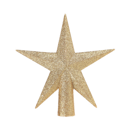 Silver star christmas decoration. Isolated on a white background.