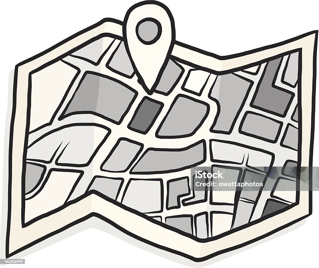 Mapa símbolo de historieta con el check-in - arte vectorial de Arreglar libre de derechos
