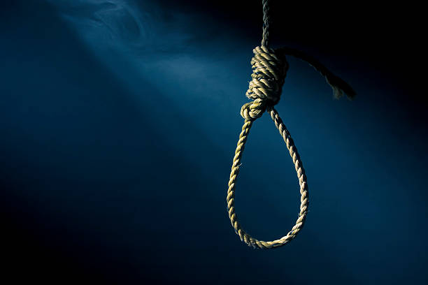 hangman noose with a dramatic background high contrast image of a habgman's noose hangmans noose stock pictures, royalty-free photos & images