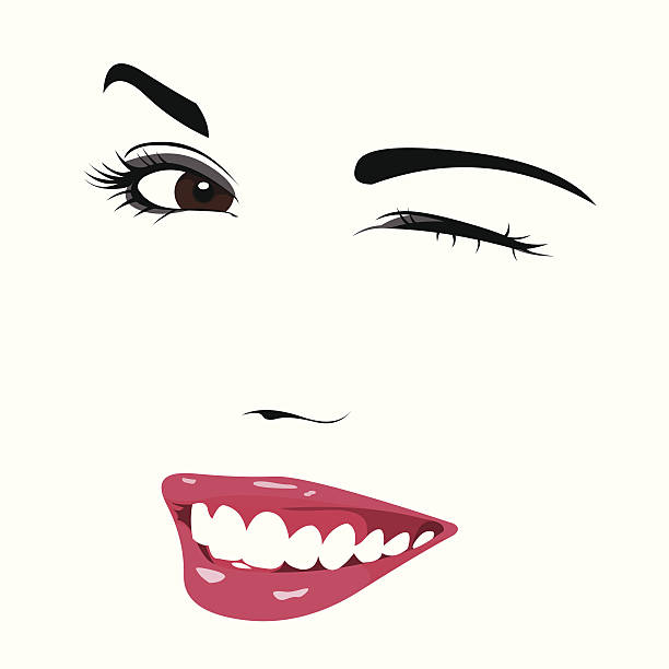 Beautiful girl wink vector art illustration
