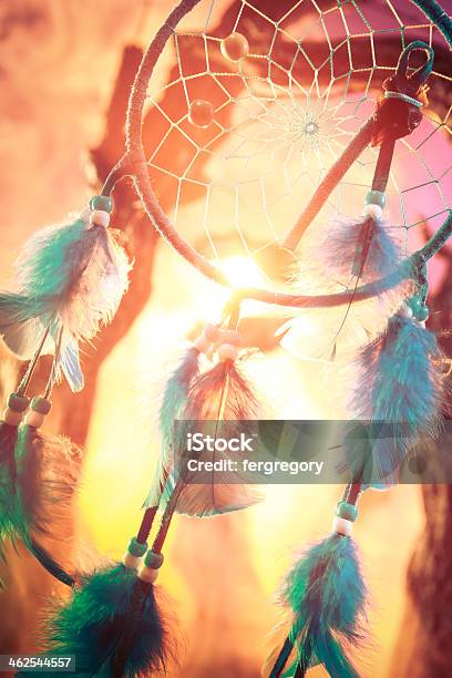 Dreamcatcher On A Forest At Sunset Stock Photo - Download Image Now - Abstract, American Culture, Art