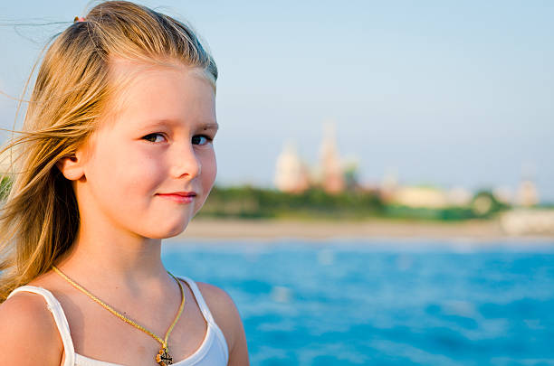 5 years old girl on the pier at Turkey (Antalya)