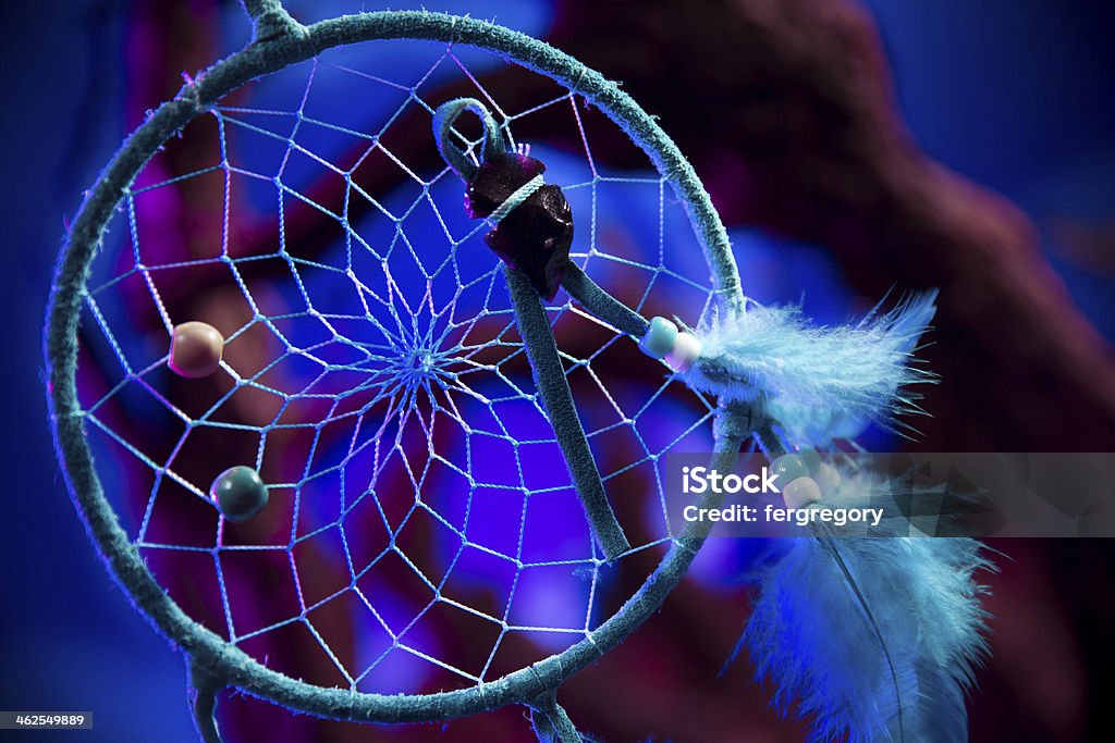 Dream catcher on a forest at night Dreamcatcher hanging in a forest at night Abstract Stock Photo