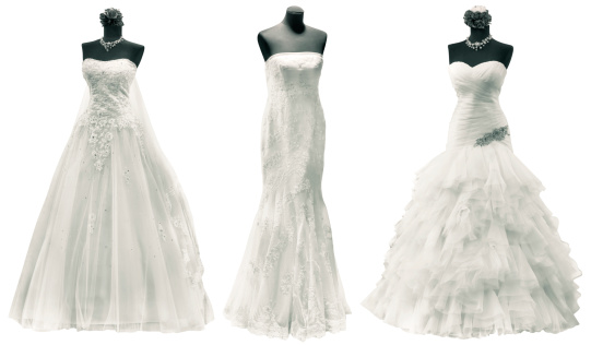 Three Wedding Dress Isolated with Clipping Path