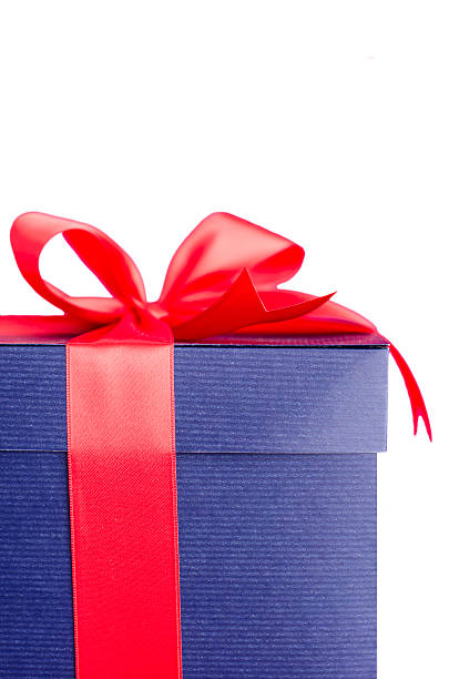 present box with red ribbon stock photo