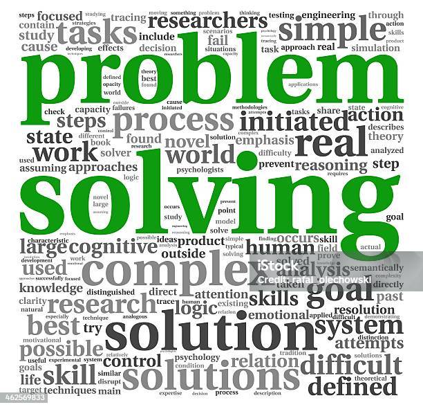 Problem Solving In Word Tag Cloud On White Stock Photo - Download Image Now - Business, Challenge, Choice