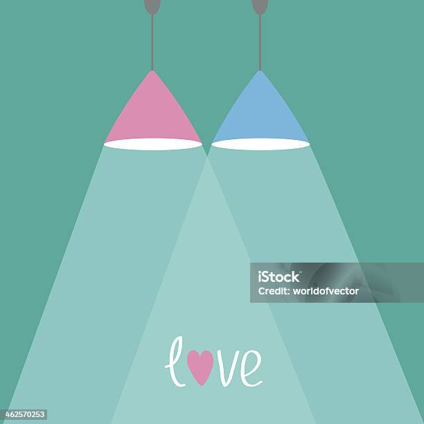 Pink And Blue Ceiling Lamps With Rays Of Light Love Stock Illustration - Download Image Now