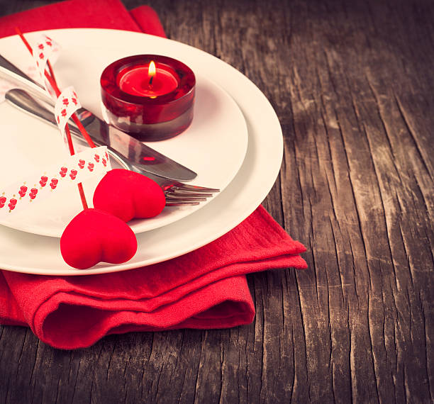 istock A wooden table set for Valentine's Day 462570717