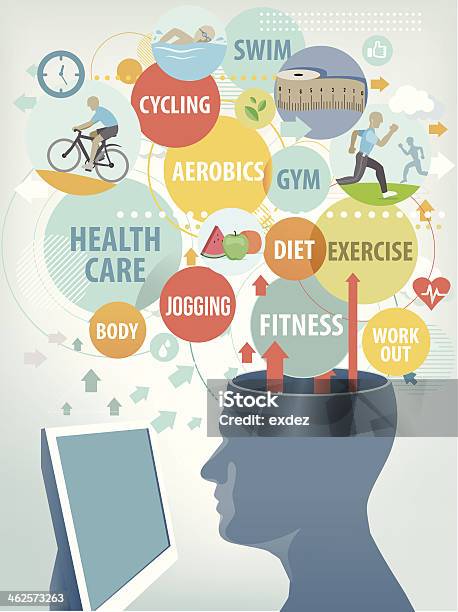 건강한 생활 다이어트에 대한 스톡 벡터 아트 및 기타 이미지 - 다이어트, 운동, 인포그래픽
