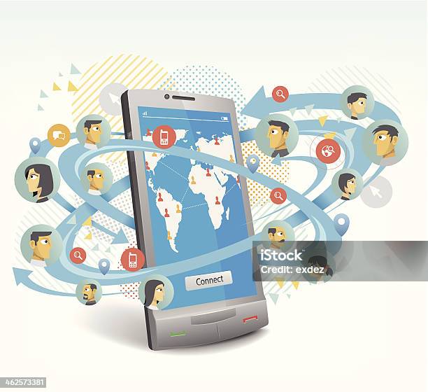Social Networking By Smartphone Stock Illustration - Download Image Now - Ellipse, Infographic, Discovery