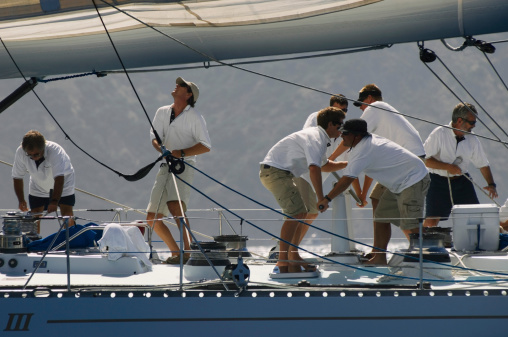 Sailboat Crew During Yacht Race