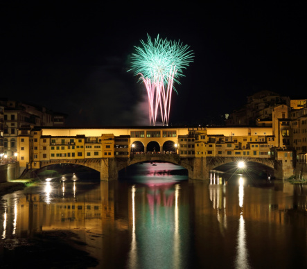 Fireworks and Ponte Vecchio in Florence