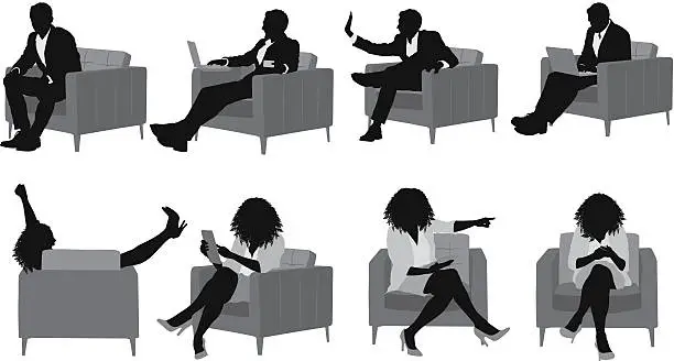 Vector illustration of Business people sitting on armchair