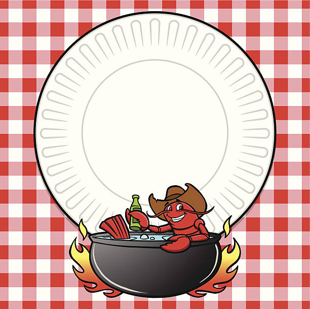 ilustrações de stock, clip art, desenhos animados e ícones de lagostas transbordar convidar - cajun food illustrations