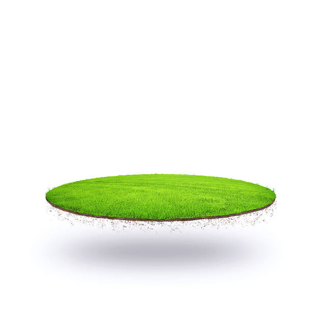 The floating island Rock with grass lawn floating in the air isolated on white background zero gravity stock pictures, royalty-free photos & images