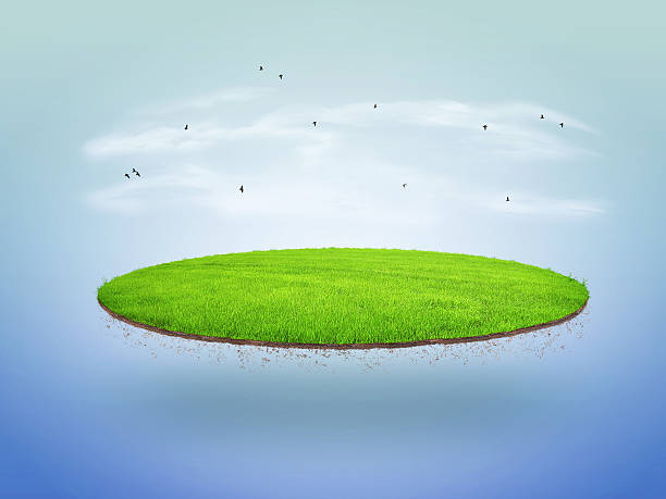 istock A grassy island, floating in the sky 462586655