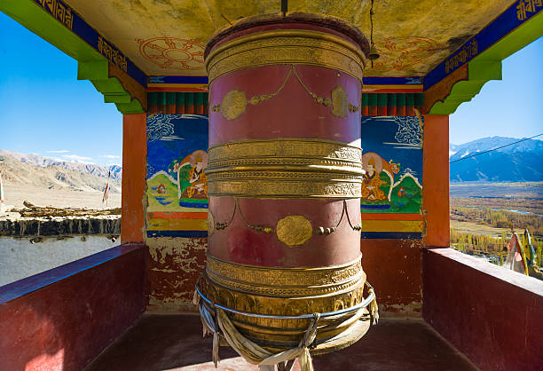 Buddhist Monk in tibetan monastery Thiksey Gompa in Ladakh, India.