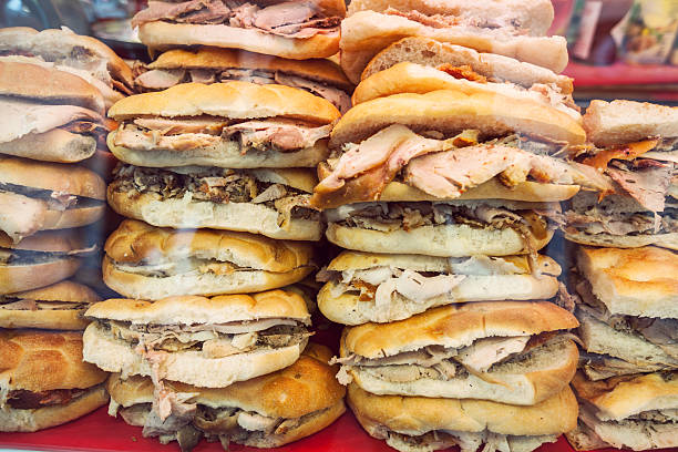 Porchetta panino in a stack. Photo credit: istockphoto.com
