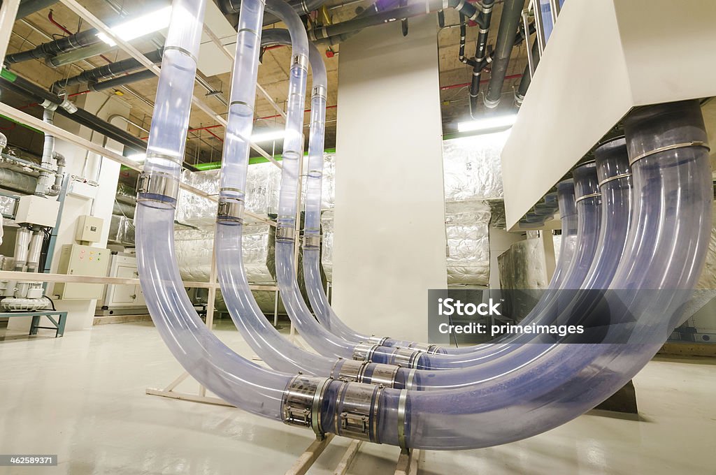 Pneumatic Tube Transporter Pneumatic tube carrying system in the hospital. Tube station and tubes. Airtight Stock Photo