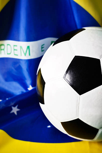 Soccer ball on Brazilian flag