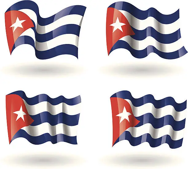 Vector illustration of Cuba Flag Waving Set