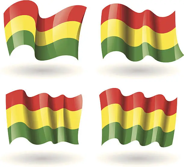 Vector illustration of Bolivia Flag Waving Set