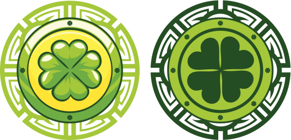Saint Patrick`s day lucky clower sign in two variants.