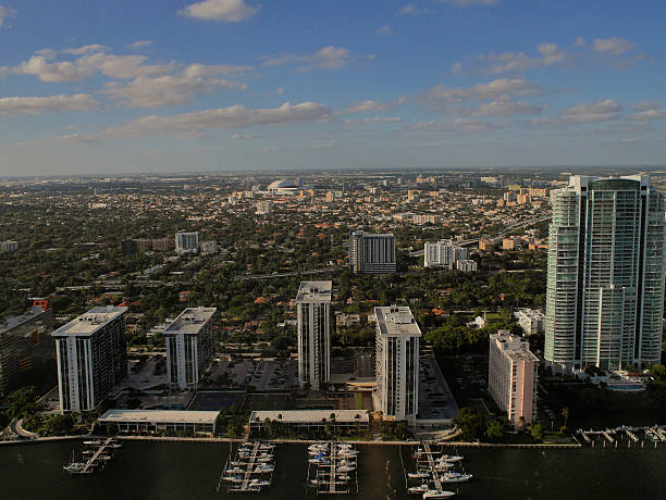 istock Dramatic Panorama of Downtown Miami from the air 462596393