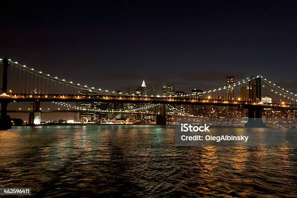 Manhattan Bridge In Der Nacht New York City Stockfoto und mehr Bilder von Brooklyn Bridge - Brooklyn Bridge, Bundesstaat New York, Herbst