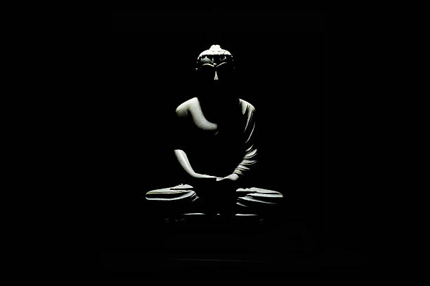 statue de bouddha dans le noir - buddha ancient asia asian culture photos et images de collection