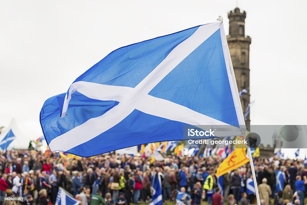 Saltire en Independence evento - Foto de stock de Bandera escocesa libre de derechos