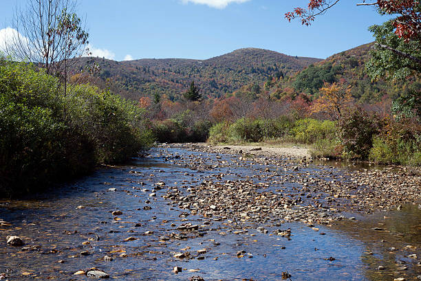 осенний река - north carolina mountain river autumn стоковые фото и изображения