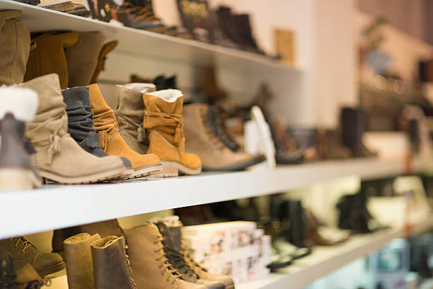 istock Retail display of boots and shoes 462603465