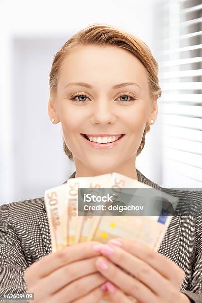 Smiling Lovely Woman With Euro Cash Money Stock Photo - Download Image Now - Achievement, Adult, Animal