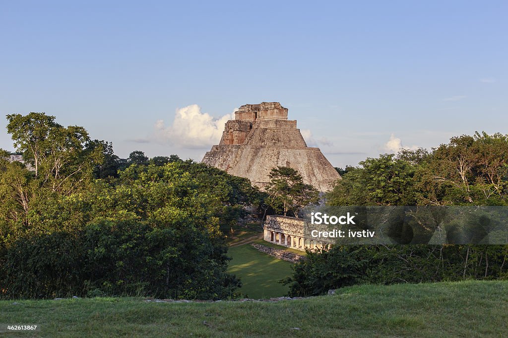 Uxmal Uxmal, Yucatan, Mexico. Adivino pyramid showing behind. Uxmal Stock Photo