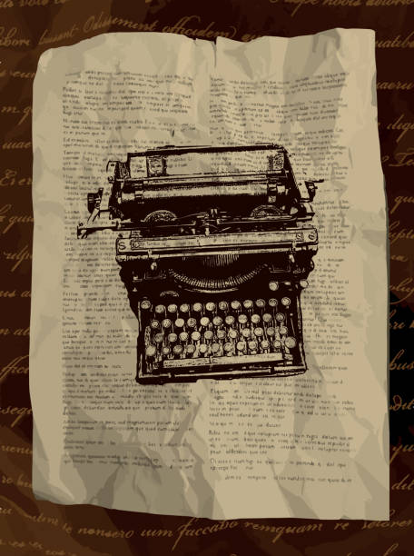 Sepia tones Vintage typewriter on piece of paper Vintage typewriter on piece of paper. retro typewriter stock illustrations