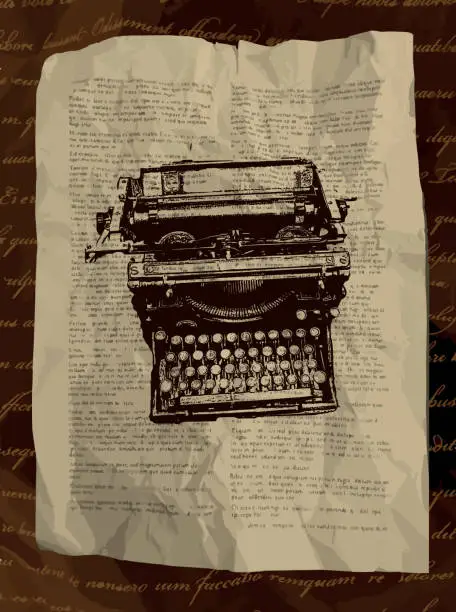 Vector illustration of Sepia tones Vintage typewriter on piece of paper