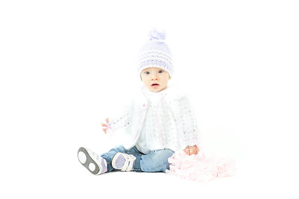 istock Adorable daughter on white background 462628547