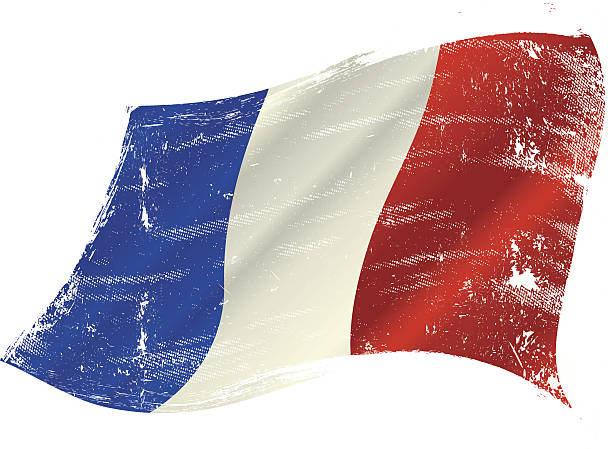 French flag grunge French flag with a texture in the win tricolor stock illustrations