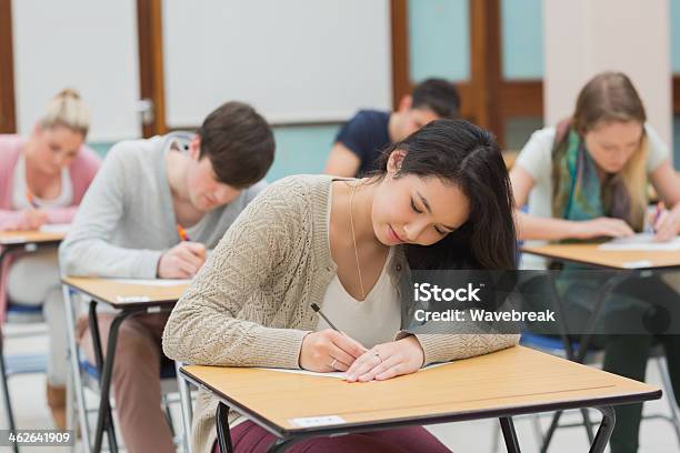 Students Doing A Test Stock Photo - Download Image Now - Exam Hall, Student, University