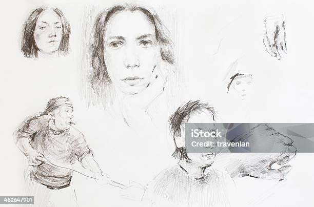 Pencil Drawing Stock Illustration - Download Image Now - The Human Body, Drawing - Art Product, Human Representation