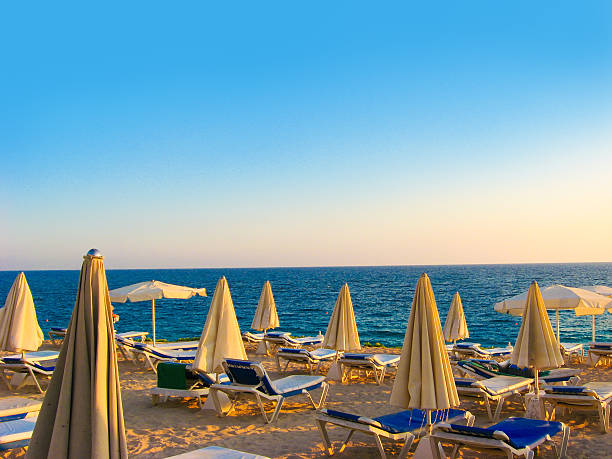 istock Beautiful sunny lounges near the pool 462653805