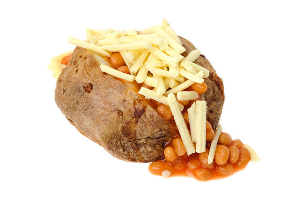 istock Jacket potato filled with baked beans and grated cheese 462676043