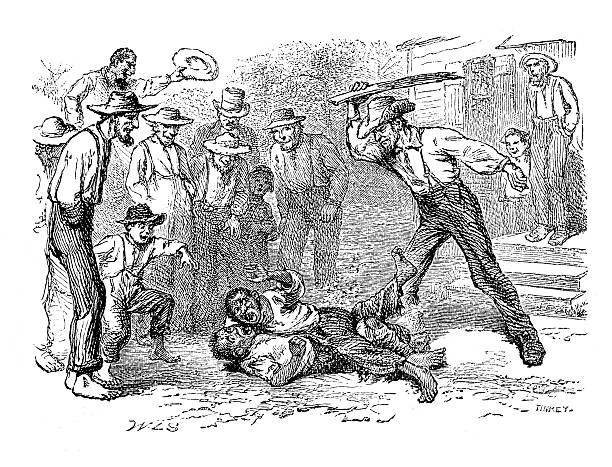 Fight interrupted Vintage engraving of A fight interrupted, Georgia, USA. 1882 racism photos stock illustrations
